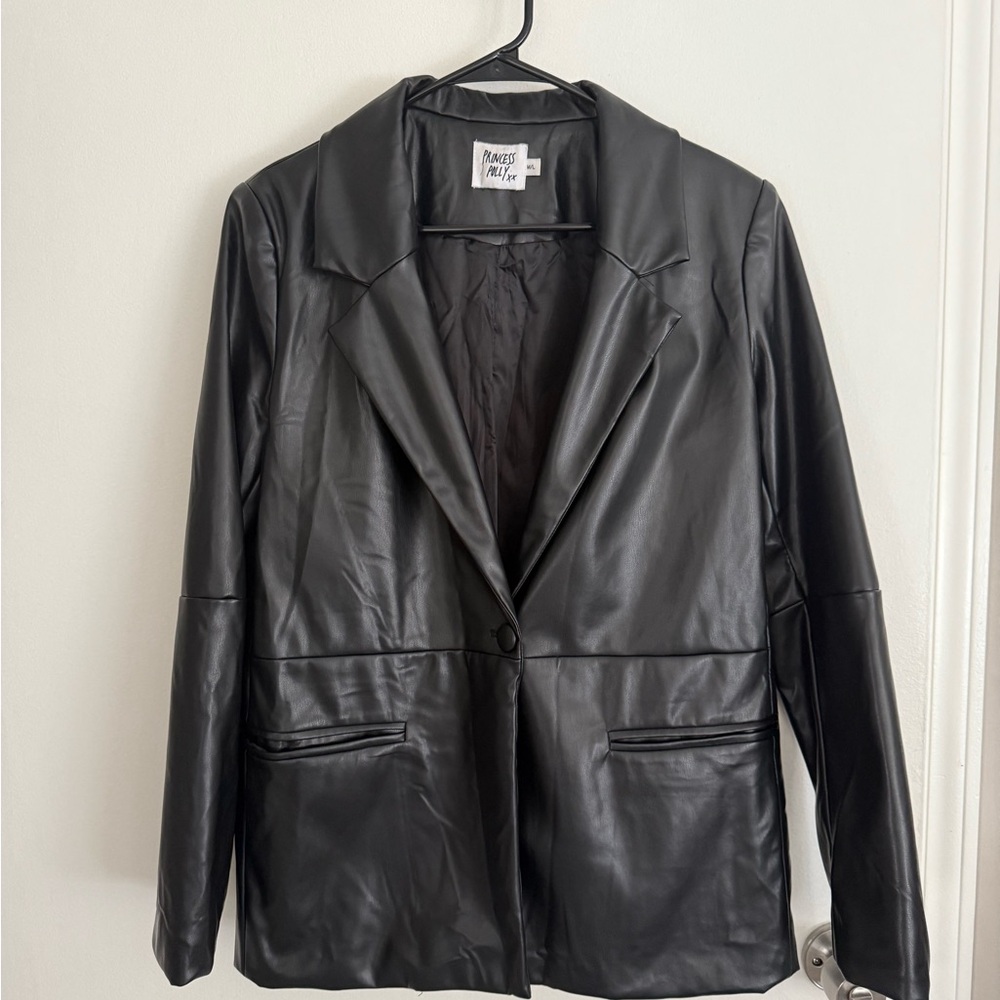 Princess Polly Black Faux Leather Blazer